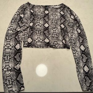 Windsor Black and White Snake Print Crop Top